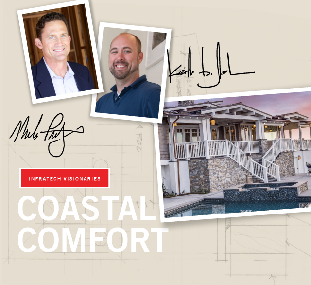 Architects Miles Pritzkat & Johnson use Infratech heaters to add stylish, eco-friendly warmth in coastal outdoor living spaces.